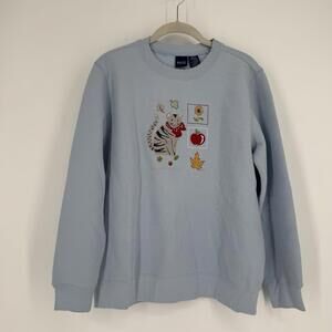 Vintage Basic Editions sweatshirt womens medium M blue cat country farm country
